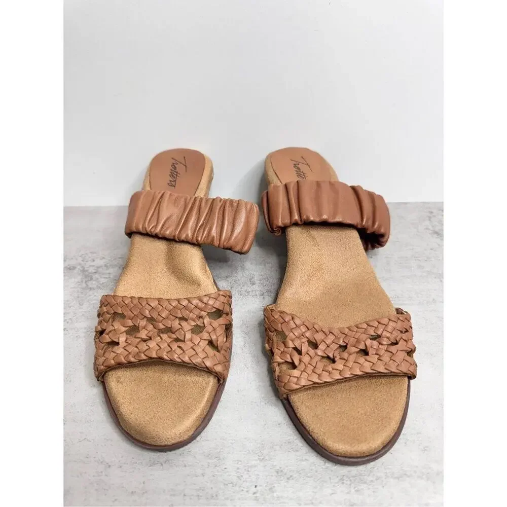 Trotters Sandals Size 8 Brown‎ Leather Double Strap Block Heel NEW - Picture 4 of 8